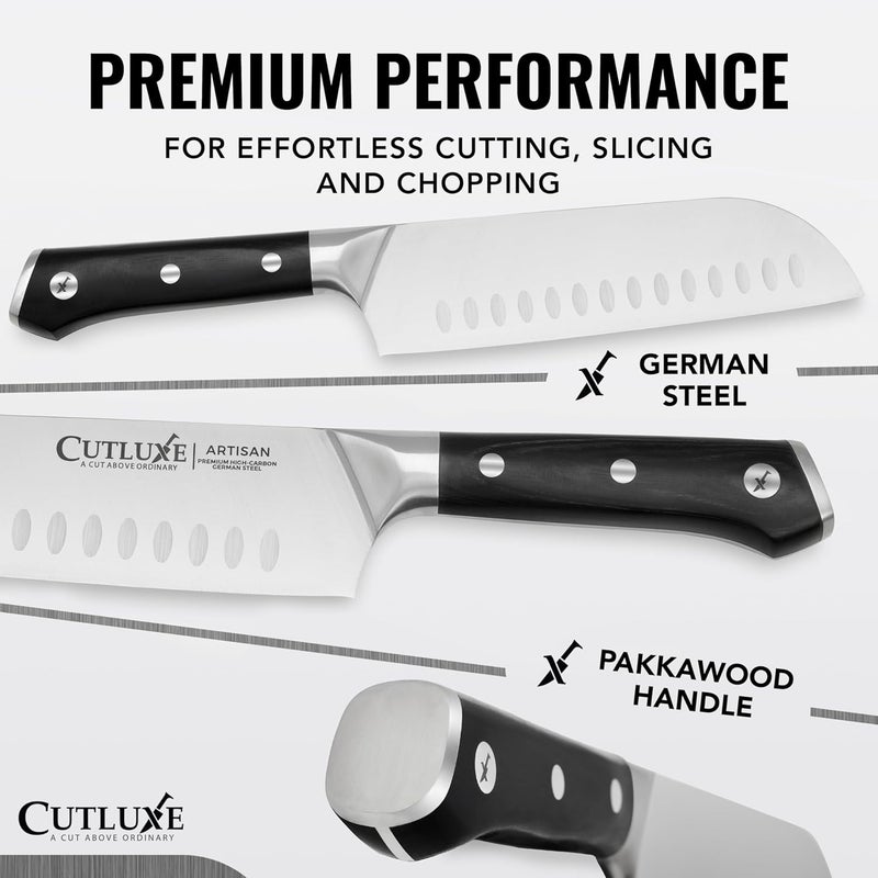 Cutluxe Chef Knife Set, 7 PCS Professional Chef's Knife Set – Razor Sharp German Steel, Full Tang, Ergonomic Handles – Artisan Series - Image 3